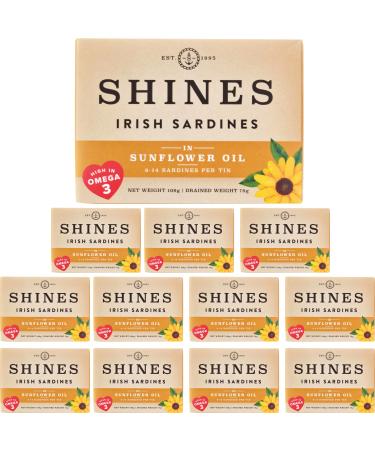 Shines Tinned Irish Sardines in Sunflower Oil - Pilchards - 12 x 106g Cans