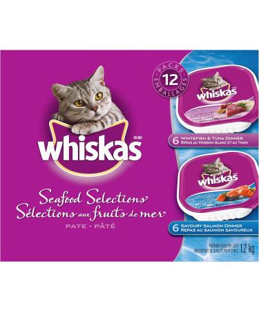 WHISKAS Salmon Poultry Seafood Whitefish & Tuna Wet Cat Food Pat | 36 Pack Cat Food + Wet Cat Food Multipack Salmon & Poultry Selections 100 g (Pack of 24) - Buy Online on SooperMarket.com