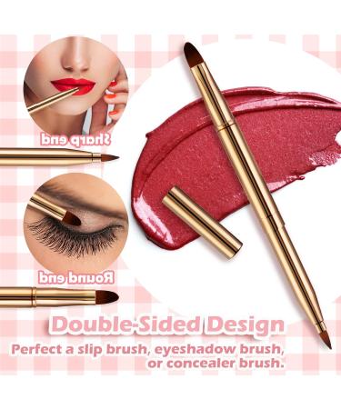 WLLHYF Professional Double Sided Retractable Lip Brush - Portable Travel Lip Makeup Applicator for Women and Girls (Gold) - Buy Online on SooperMarket.com
