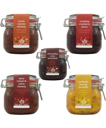 The Bay Tree Chutney Marmalade Pick N Mix - Choose From 5 Flavours | Cracking Cranberry Perfectly Punchy Piccalilli Spicy Tomato & Onion Rustic Real Ale & More - Pack of 2
