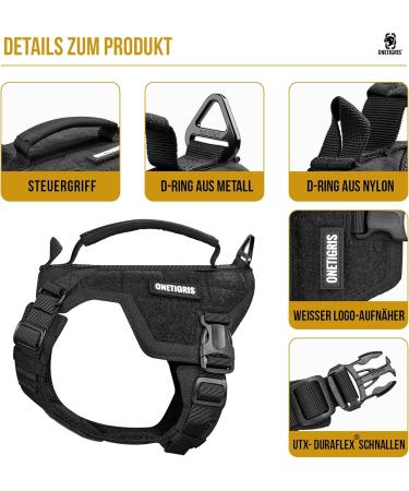 Oneigris Dog Harness & Leash Set | Mini Trooper Puppy Dishes for Extra Small to Medium Dogs - Black XS - Buy Online on SooperMarket.com
