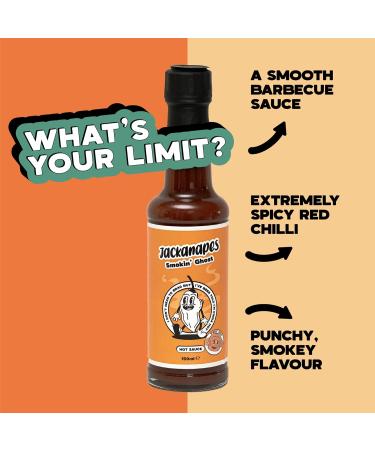 Smokin Ghost Hot Sauce by Jackanapes 150ml - Very Hot Vegan Barbecue Chilli Sauce Made with Ghost Peppers - Made in the UK - Buy Online on SooperMarket.com