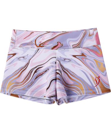 Dancina Marble Line Gymnastics Leotards for Girls + Shorts Set | Pink & Gold | Ages 4-12 - Buy Online on SooperMarket.com