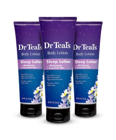 Dr Teal's Body Lotion Sleep Lotion with Melatonin & Essential Oils 8 fl oz (Pack of 3)(Packaging May Vary)