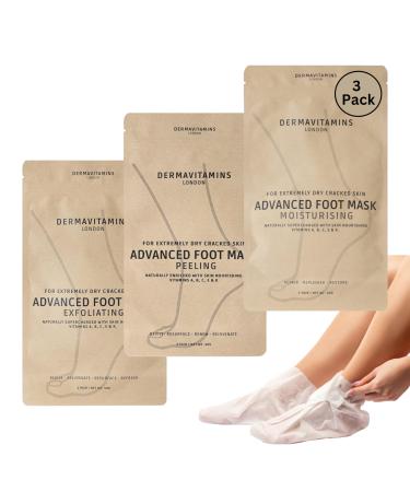 Dermavitamins Advanced Foot Mask Bag Repairs Dry Feet (Pack of 3)