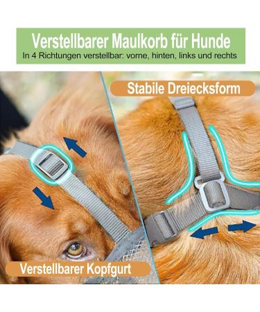 Breathable Mesh Dog Muzzle - Adjustable for Small Medium & Large Breeds | Prevents Biting Chewing & Barking - Gray XS - Buy Online on SooperMarket.com