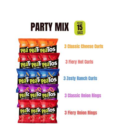 PeaTos Party Mix Crunchy Curls & Rings - Gluten-Free Pea Protein Puffs Snack Packs (15 count  1 oz each) - 4g Protein  3g Fiber - Buy Online on SooperMarket.com