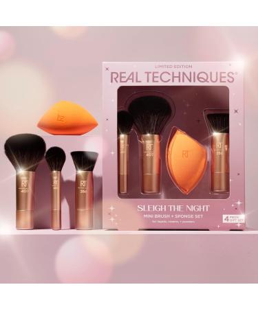 Real Techniques Sleigh The Night Mini Brush + Sponge 4 Piece Holiday Gift Set - Perfect Gift for Makeup Lovers | International Shipping Available - Buy Online on SooperMarket.com