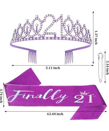 21st Birthday Decorations for Her "Finally 21" Birthday Sash and Rhinestone Crown Tiara Set for Girls 21st Birthday Gifts for Happy 21st Birthday Party Favor Supplies (purple) - Buy Online on SooperMarket.com