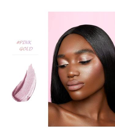 PINK GOLD Highlighter Makeup Palette - Shimmer Contour Powder for Brightening & Long-Lasting Illumination with Mirror - Cheek Highlighter Makeup - Buy Online on SooperMarket.com