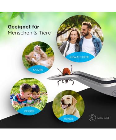 Fabcare 2 in 1 Tick Pliers - Tick Tweezers & Hooks for Dogs Cats & Humans | Includes Case eBook & ID Card - Ultimate Tick Remover for All Sizes - Buy Online on SooperMarket.com