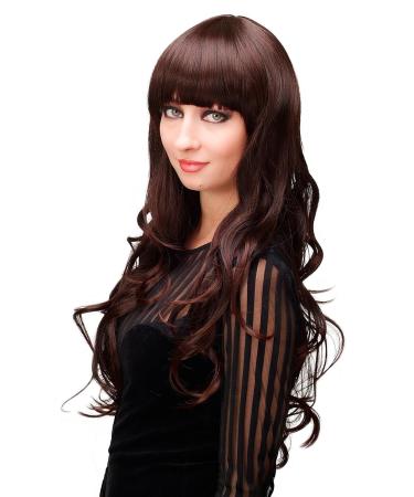 WIG ME UP Dark Brown & Mahogany Wavy Long Wig with Bangs - 65 cm Ladies Wig H9101-2T33 | International Shipping Available - Buy Online on SooperMarket.com