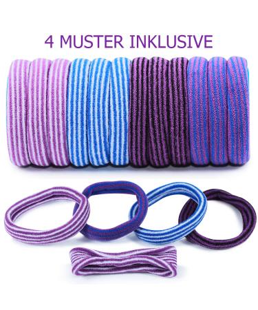100 Colored Hair Ties for Girls & Women | Elastic Comfortable High-Quality Hair Bands in 16 Colors & 4 Patterns - Perfect for Daily Use - Buy Online on SooperMarket.com