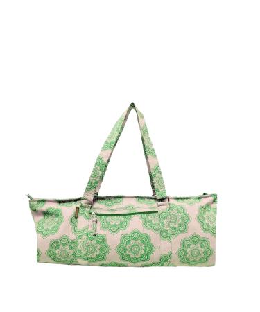 Yoga Mat Bag - Cotton Fabric with Mandala Pattern Printed Luxurious Yoga Mat Bag, Perfect for Yoga and Pilates | Size - 29" X 8" X 12" Green