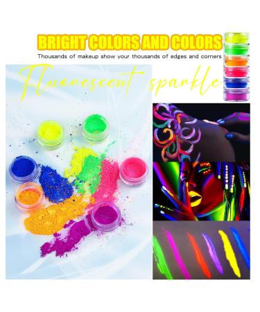 Neon Pigment Eyeshadow Powder - 6 UV Glow Colors for Bold Makeup | FindinBeauty Christmas Face & Body Art - Buy Online on SooperMarket.com