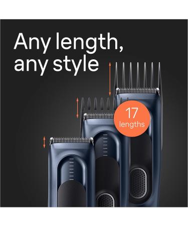 Braun Hair Clippers Series 5 5350 Hair Clippers for Men Hair Clip from Home with 17 Length Settings Incl. Memory SafetyLock Recall Setting Ultra-Sharp Blades 2 Combs Pouch Washable - Buy Online on SooperMarket.com