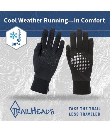 TrailHeads Lightweight Running Gloves with Touchscreen Fingers - Black/Reflective (Small) - Buy Online on SooperMarket.com