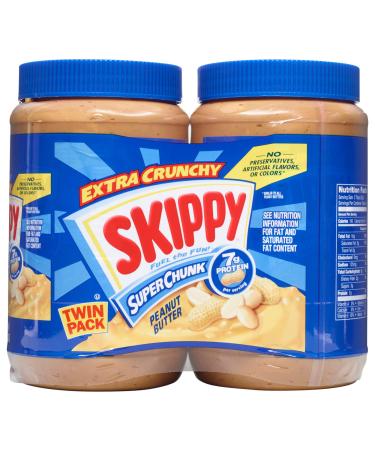 SKIPPY Peanut Butter, Super Chunky, 40 Ounce Twin Pack