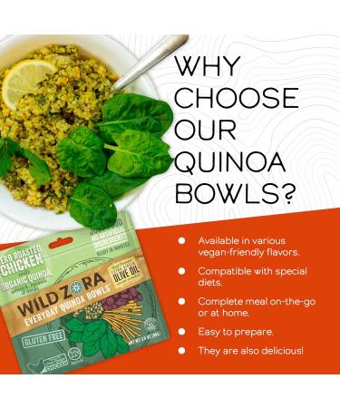 Wild Zora Organic Quinoa Bowls - Herb Roasted Chicken Flavor (3-Pack) | Gluten-Free, Quick & Tasty Meals with Lentils and Olive Oil | Pantry Staple Instant Meal Option - Buy Online on SooperMarket.com