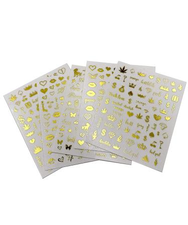 Impeccable 5 Sheets Luxury Nail Art Stickers - 500+ Gold Customized Decals for Fake Nail Designs and Salon Accessories - Buy Online on SooperMarket.com