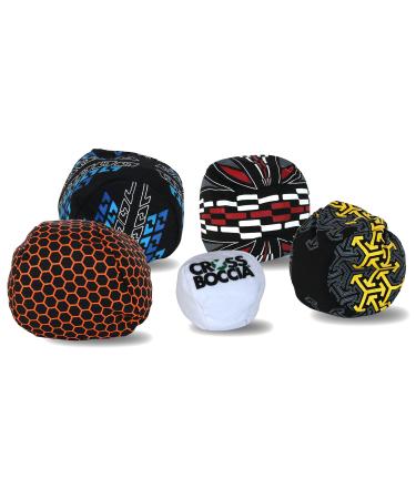 CrossBoccia Family Pack Pro 4x3 of the same colored fabric bags various designs 8cm filled with granules set for 4 players including target ball in re -lockable mains bag Family Pack Race Arrows 970849