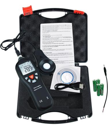 Digital Light Meter Lux Meter - Measurement Range 0-200,000 Lux - Detachable Sensor - Min/Max/Avg Functions - Data Record Function - CD Software & USB Power Cable - Buy Online on SooperMarket.com