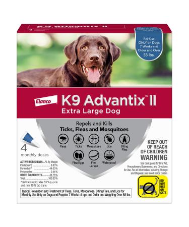 K9 Advantix II Flea and Tick Prevention for Extra-Large Dogs 4-Pack, Over 55 Pounds