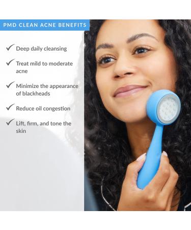 PMD Clean Acne - Smart Facial Cleansing Device with Silicone Brush & Blue Light Treatment for Acne - Waterproof & SonicGlow Technology - Buy Online on SooperMarket.com