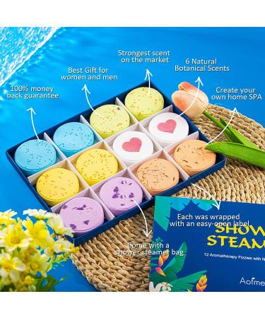 Aofmee 12 PCS Shower Steamers - Aromatherapy Relaxation Gifts for Mom, Wife - Perfect for Christmas, Birthday, Valentines - Shower Bombs for Women - Buy Online on SooperMarket.com