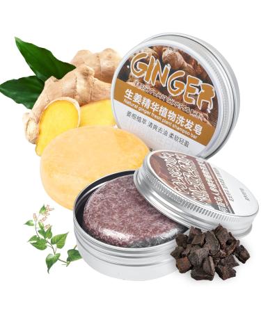 Shampoo Bars for Hair Growth Natural Organic Polygonum Multiflorum Ginger Hair Regrowth Shampoo Bar Anti Hair Loss Shampoo Soap for Thinning Hair and Hair Loss Anti-dandruff and Anti-itching Ginger Bar Soap 2pcs Solid Sh...