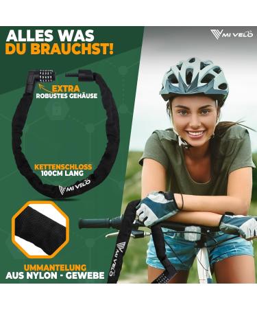 Mivelo High-Safety Bicycle Chain Lock - 100cm Long 8mm Hardened Steel Ideal for E-Bike MTB & Racing Bike - Secure Your Ride! - Buy Online on SooperMarket.com