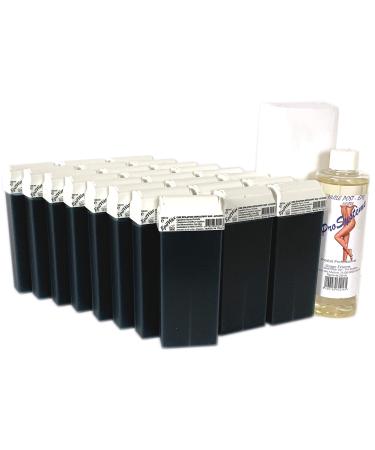 Epilwax S.A.S-Set with 24 disposable wax scooters potassium & azulene with rollers large model for legs armpits and body 250 stripes and 1 bottle of oil after hair removal.