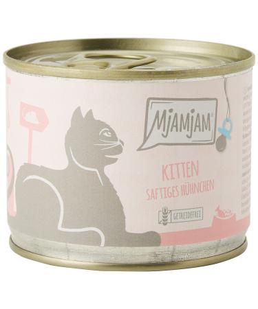 Mjamjam - Premium wet food for cats - kitten juicy chicken with salmon oil 6 -pack (6 x 200 g) grain free with extra meat single chicken 200 g (6 Pack)