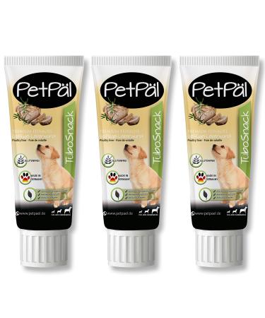 Petp l dog poultry liver sausage "tubosnack" - without cereals salt sugar - Premium treat from the tube - fat -reduced delicious healthy - ideal also for puppies - 3x 75g dogs snack made in germany poultry liver sausage 75 g (3 Pack)