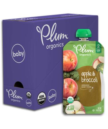 Plum Organics Stage 2 Organic Baby Food, Apple & Broccoli, 4 Ounce Pouch (Pack of 6) Apple & Broccoli 3.5 Ounce (Pack Of 6)