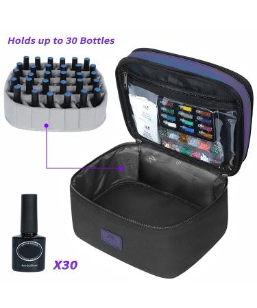 Women's Nail Polish Carrying Case - Holds 30 Bottles, Water Resistant Double Layer Organizer for Manicure Accessories - Black - Buy Online on SooperMarket.com