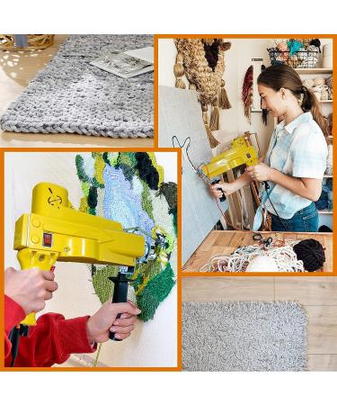 ZIOKOK Tufting Gun - 2-in-1 Electric Carpet Rug Weaving Machine Starter Kit - Yellow - Buy Online on SooperMarket.com