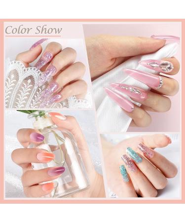 COSCELIA Poly Nail Gel Kit with UV Light 36W - 6pcs Extension Gel Set for Color Changing & Glitter Nails - Beginner Manicure Kit with Base, Top Coat, and Slip Solution - Ideal Gift for Women and Girls - Buy Online on SooperMarket.com