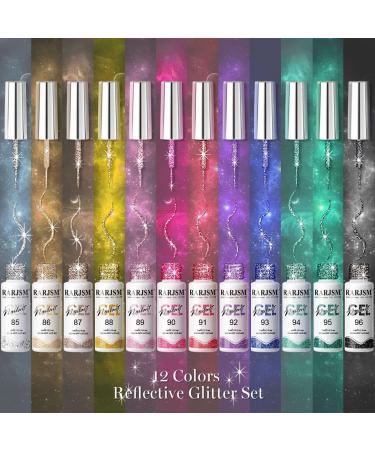 RARJSM Gel Liner Nail Art Reflective Glitter Flash Diamond Liner Gel Polish 12 Colors 5ml Sparkle Silver Hot Pink Black Pigment Painted Stripe Brush Gel Nail Polish UV LED Curing Require Nail Design Reflective Glitter Set - Buy Online on SooperMarket.com
