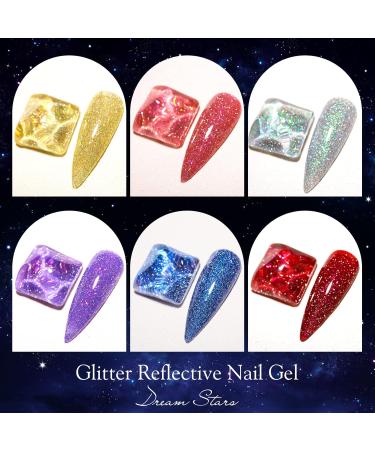 MEET ACROSS UV Nail Polish Glitter Gel Nail Gel Set Glitter Gel Nail 6 Colours Gel Polish Kit Gel Polish UV Colour Gel Set Manicure Gift Set Reflective Glitter-B - Buy Online on SooperMarket.com