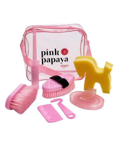 Pink Papaya Children's Pony Grooming Box/Grooming Bag Lexington - 7-piece set Pink
