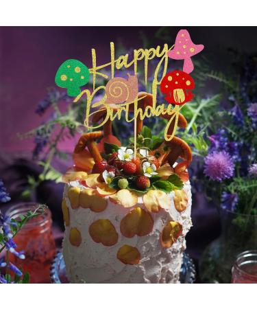 Arthsdite 1Pc Mushroom Cake Topper Mushroom Birthday Cake Decorations for Girls Boys Mushroom Snail Happy Birthday Decorations Theme Party Supplies - Buy Online on SooperMarket.com