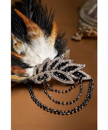 BABEYOND Feather Headpiece Sequined Showgirl Flapper Headband 1920s Accessories (style 1) - Buy Online on SooperMarket.com