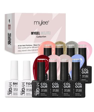 MYGEL by Mylee The Parton Gel Nail Polish Collection 8x10ml Colours + Top & Base Coat - UV/LED Soak-Off Nail Art Manicure Pedicure for Professional Salon & Home Use Long Lasting & Easy to Apply
