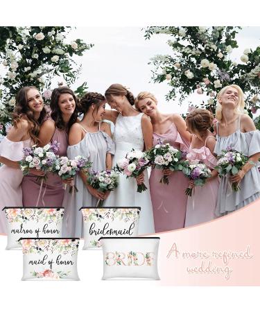 Bridesmaids Makeup Bag Set - Floral Wedding Cosmetic Canvas Bags for Women - Buy Online on SooperMarket.com