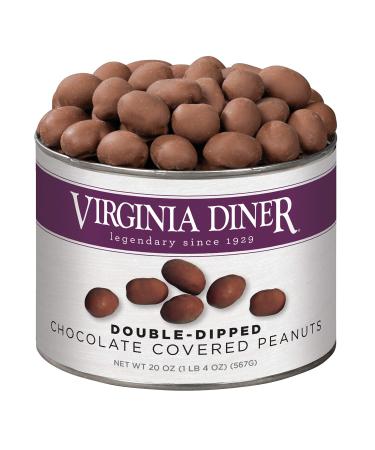 Virginia Diner - Gourmet Natural Double Dipped Chocolate Covered Virginia Peanuts, 20 Ounce Tin Chocolate Covered 1.25 Pound (Pack of 1)