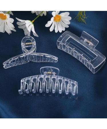 Lusofie 3Pcs Clear Claw Clip Set for Thick Hair - Strong Hold Banana Hair Clips for Women and Girls - Buy Online on SooperMarket.com