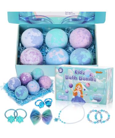 Bath Bombs for Kids with Surprise Inside, 2022 Gift for Girls, 6 Gentle and Kids Safe Handmade Bath Bombs, XL 5.0 OZ… C