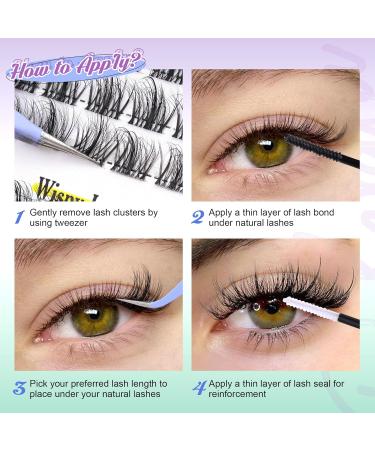 PHKERATA Wispy Individual Eyelashes Extension DIY Kit | C Curl Fluffy Cluster Lashes with Glue, Tweezers, Bond & Seal | Natural Look | 100Pcs 12/14MM - Buy Online on SooperMarket.com