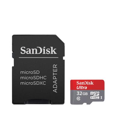 SanDisk Ultra 32GB microSDHC UHS-I Card with Adapter, Silver, Standard Packaging (SDSQUNC-032G-GN6MA) 32GB Standard Packaging